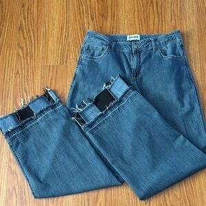 🟦⬛️ COLOR BLOCK PATTERN - PATCHWORK - UPCYCLED - RSQ BRAND WIDE LEG JEANS